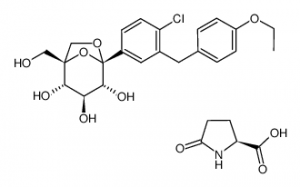 chemical structure of Ertugliflozin L-pyroglutamic acid: CAS# 1210344-83-4